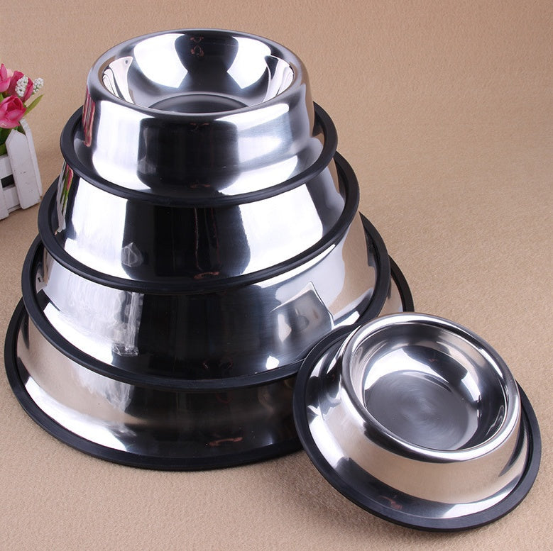 Classic stainless steel pet feeding bowl for dogs and cats