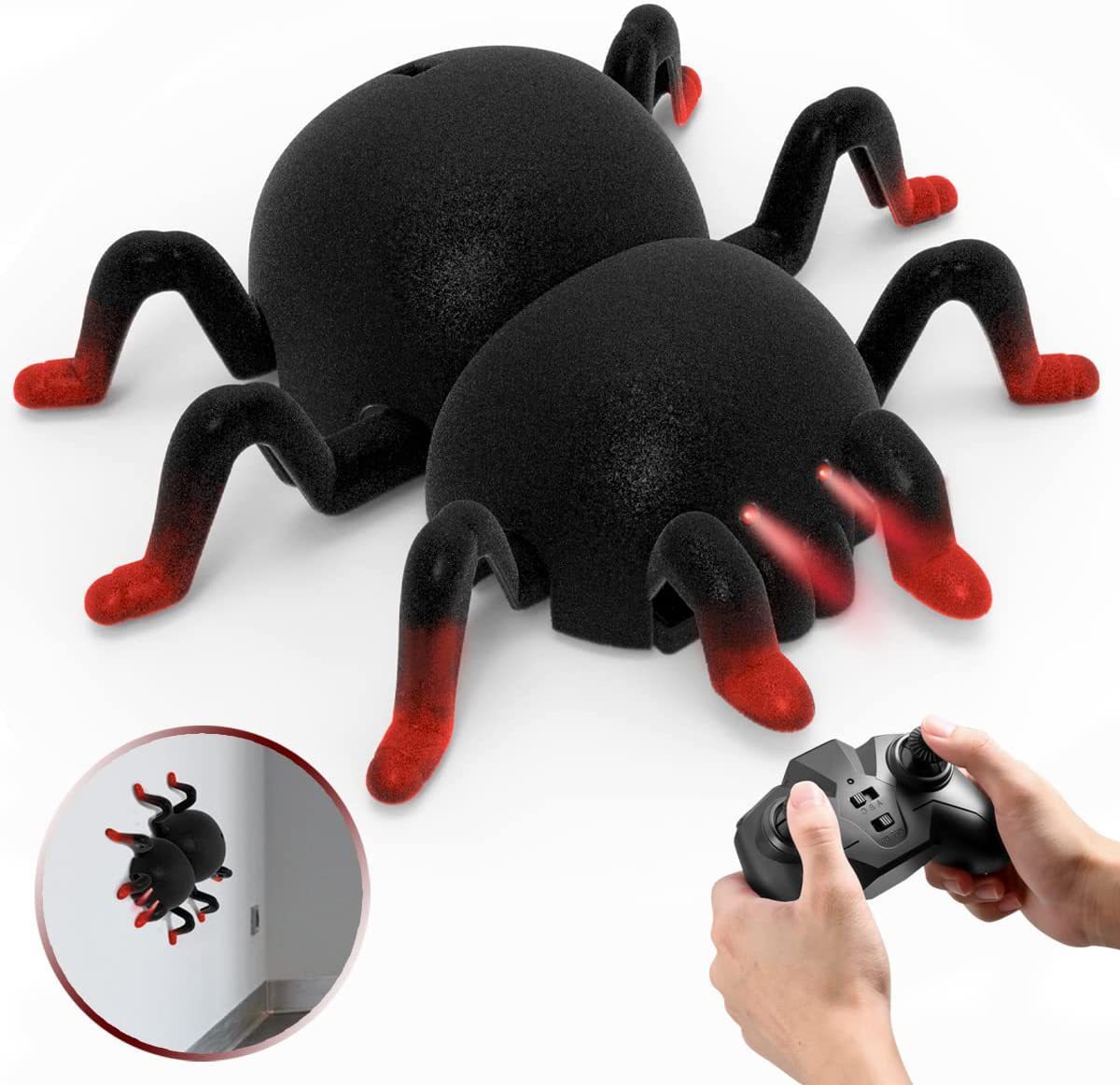Electric spider wall-climbing toy performing stunt on smooth surface.
Realistic spider toy car designed for kids indoor play.
Wall-climbing spider stunt toy with electric movement.
Kids spider toy car with climbing and spinning features.