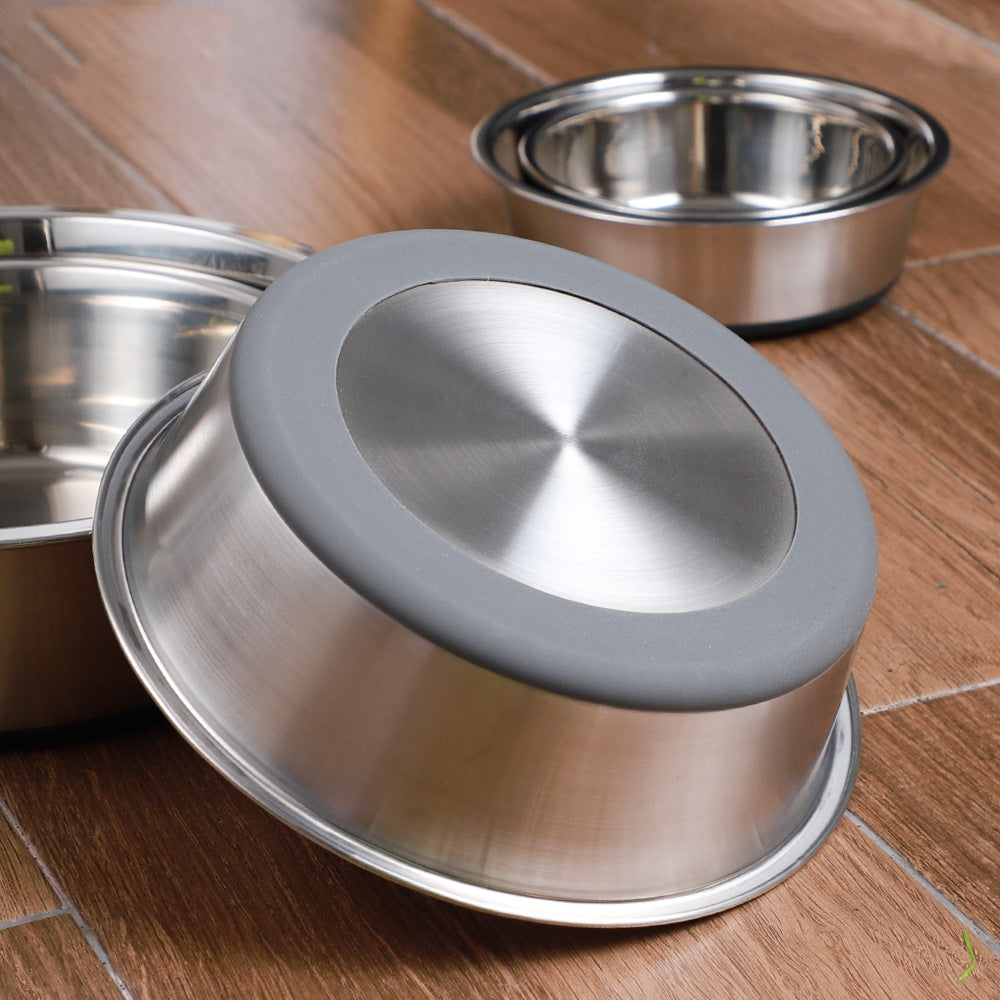 Silicone base stainless steel pet feeding bowl for dogs and cats