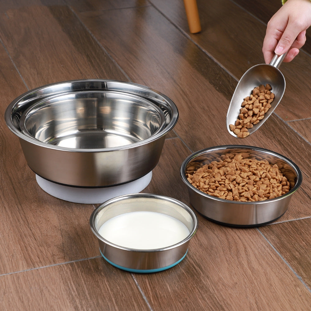 Silicone base stainless steel pet feeding bowl for dogs and cats