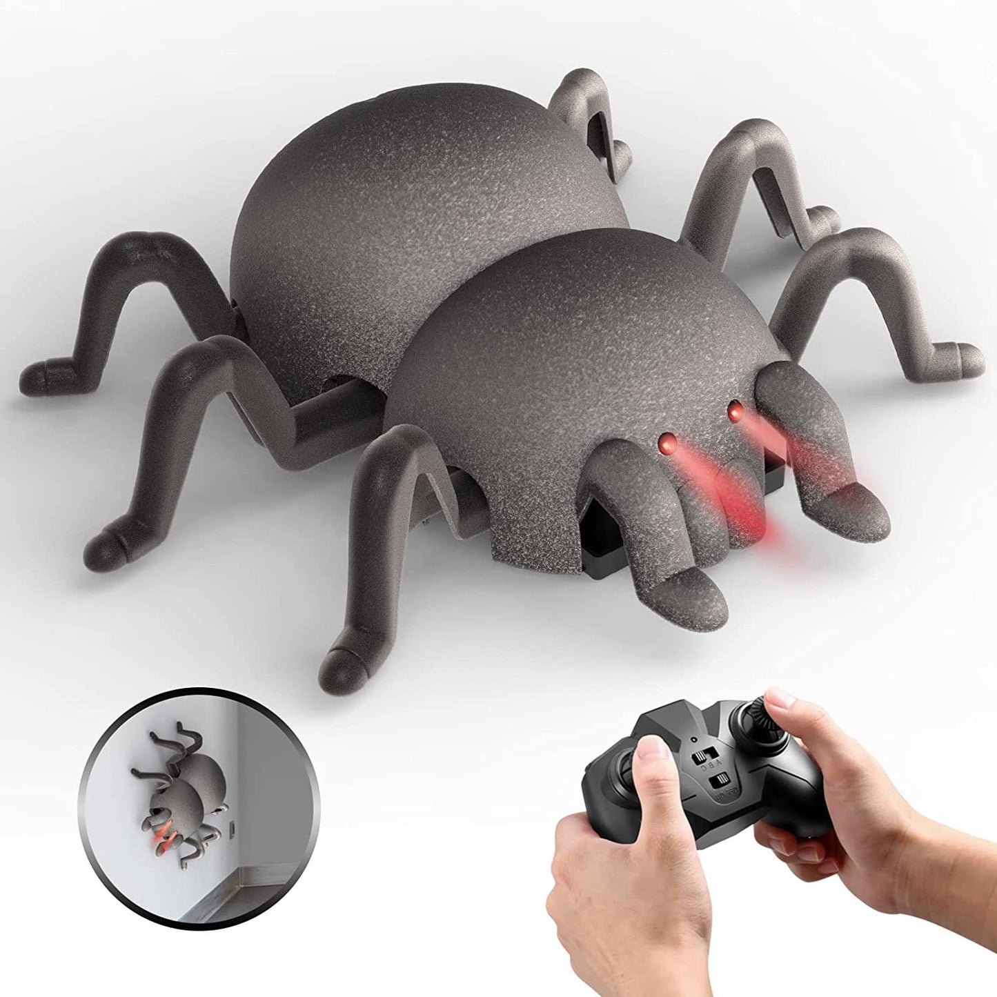 Electric spider wall-climbing toy performing stunt on smooth surface.
Realistic spider toy car designed for kids indoor play.
Wall-climbing spider stunt toy with electric movement.
Kids spider toy car with climbing and spinning features.
