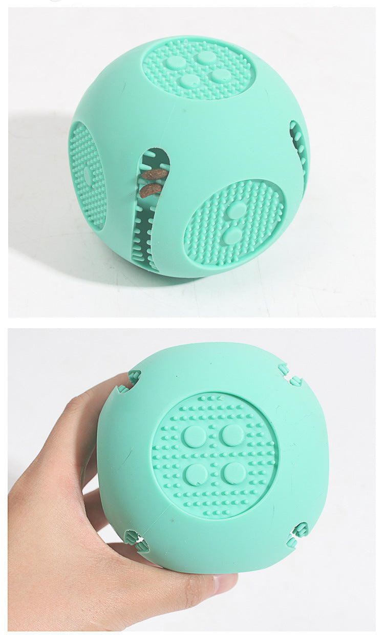 Interactive silicone food dispensing ball toy for dogs and cats