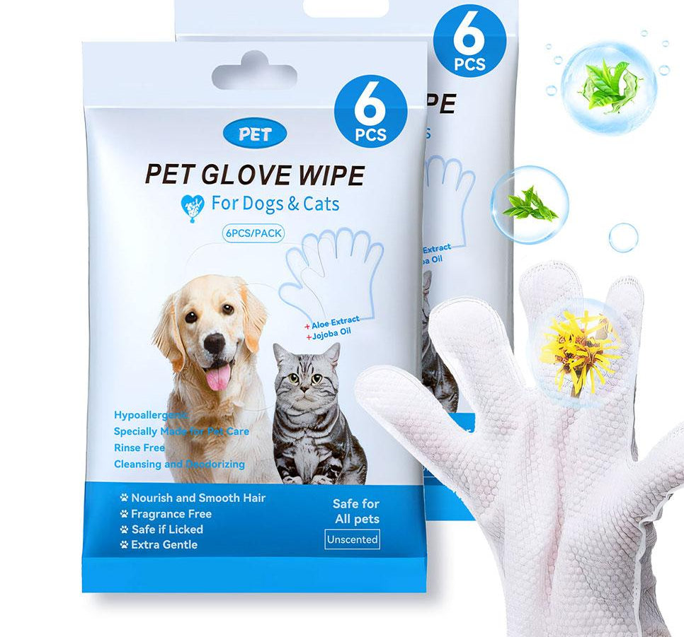 “Pet Grooming Glove Wipes for Dogs and Cats – Disposable Cleaning Glove for Pet Grooming”