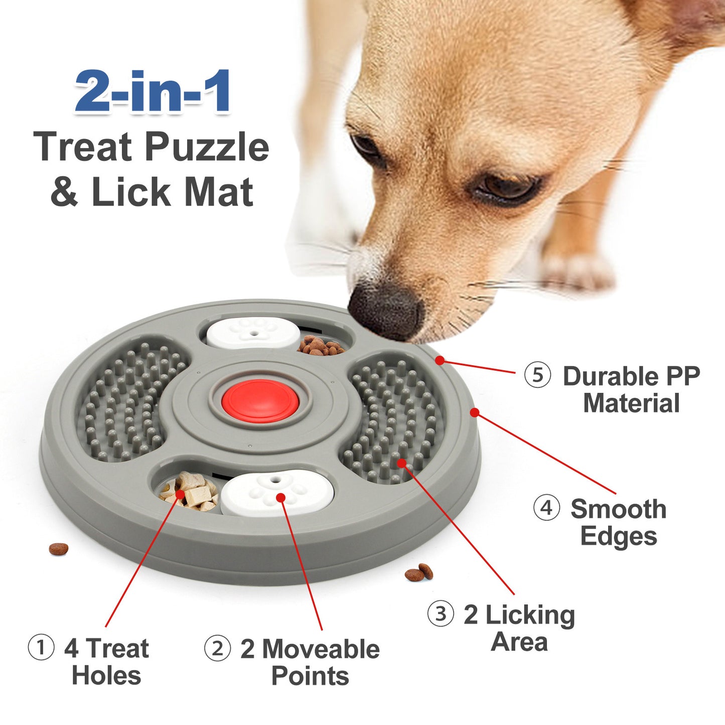 2 in 1 Dog Slow Feeder Bowl & Treat Puzzle - Anti-Slip Lick Mat Feeder | Free Shipping