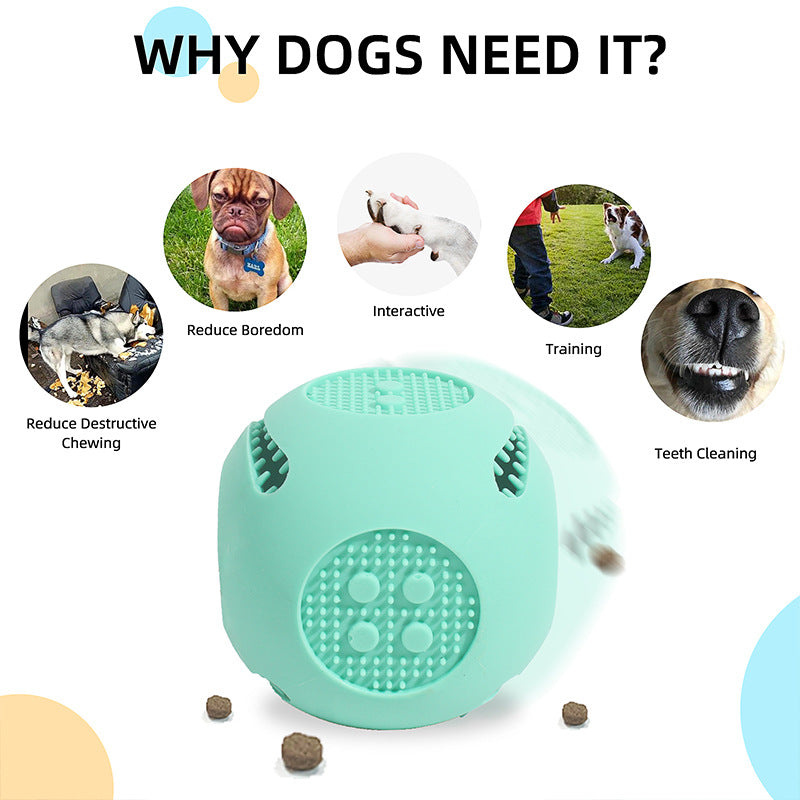 Interactive silicone food dispensing ball toy for dogs and cats
