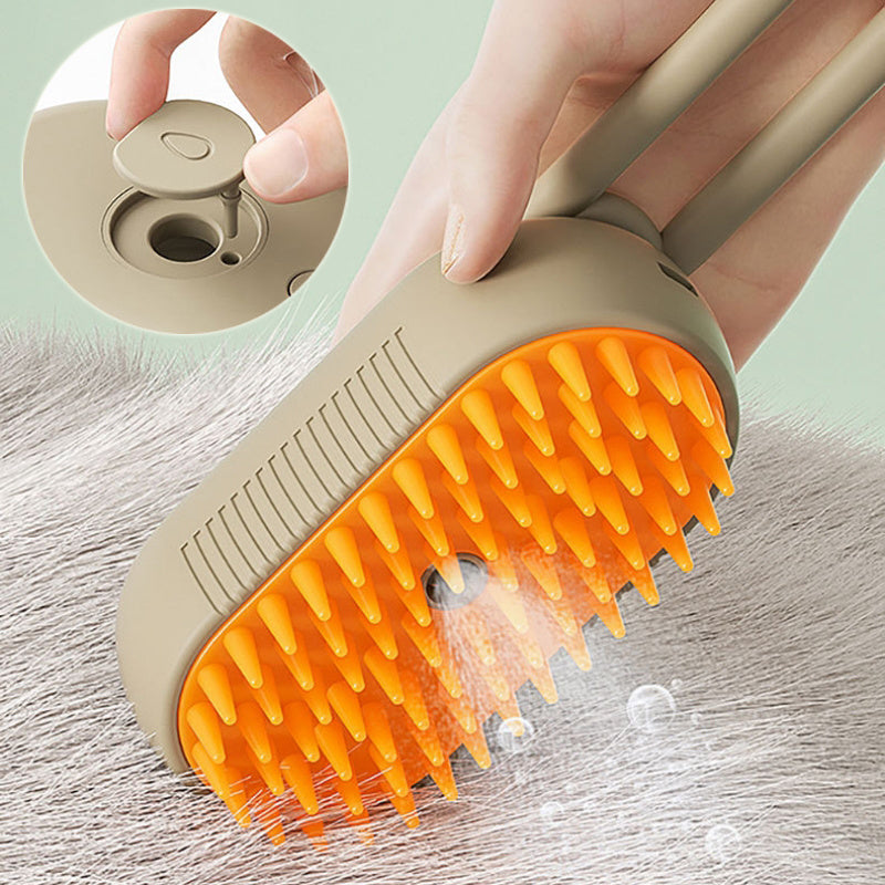 "Electric 3-in-1 pet steam brush for cats and dogs"
"Pet grooming brush with water spray function"
"Detangling steam brush for cat and dog hair removal"
