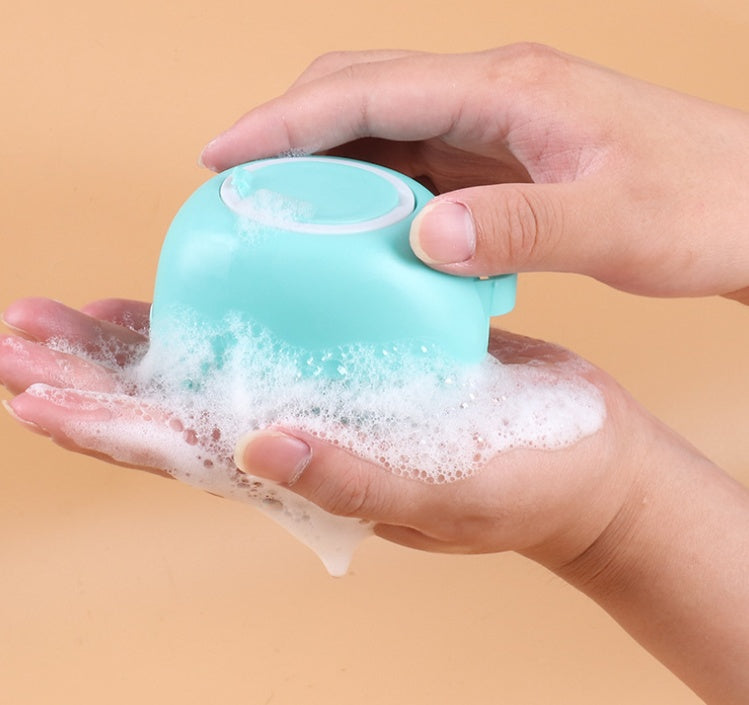 Silicone dog bath brush for grooming, deshedding, and deep cleaning during baths
