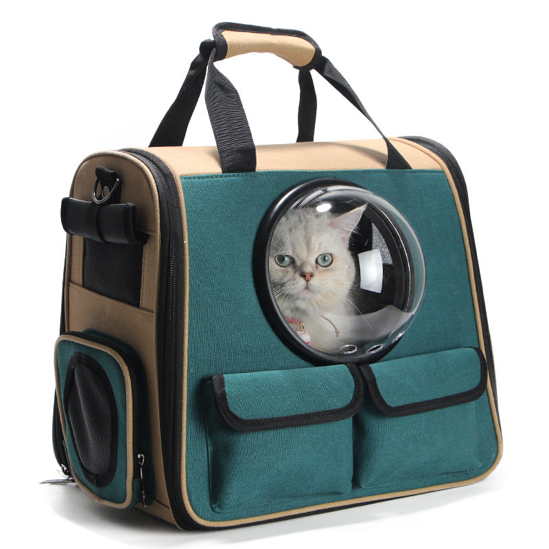 “Pet space capsule backpack with bubble window for cats and small dogs”