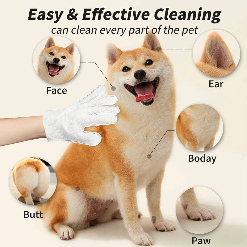 “Pet Grooming Glove Wipes for Dogs and Cats – Disposable Cleaning Glove for Pet Grooming”