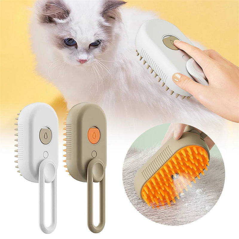 3-in-1 Electric Pet Steam Brush – Grooming, Detangling & Spray Cleaning for Cats & Dogs | Free Shipping
