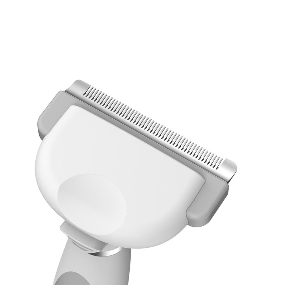 Pet grooming tool for cats and dogs removing loose fur
Ergonomic pet deshedding brush close-up
Dog being groomed with pet hair removal tool
Cat grooming tool safe for sensitive skin