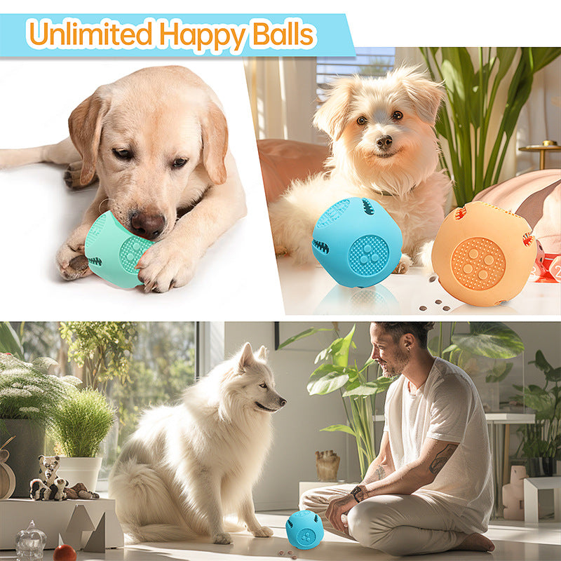Interactive silicone food dispensing ball toy for dogs and cats
