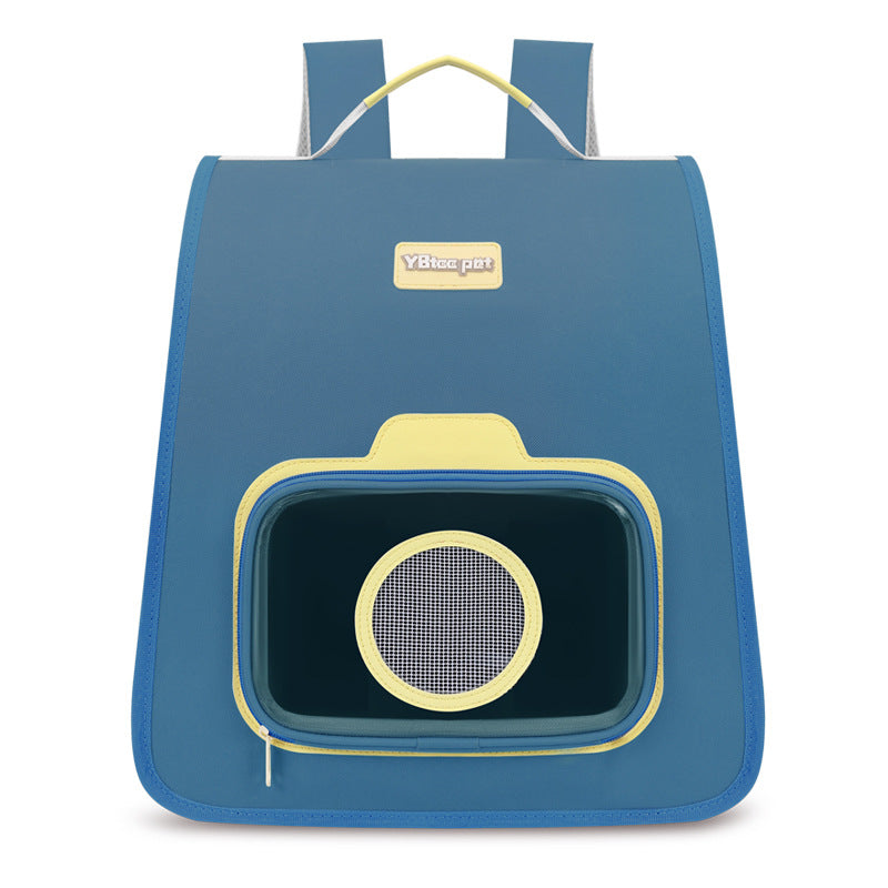 “Portable pet backpack carrier with breathable front mesh window for cats and small dogs”