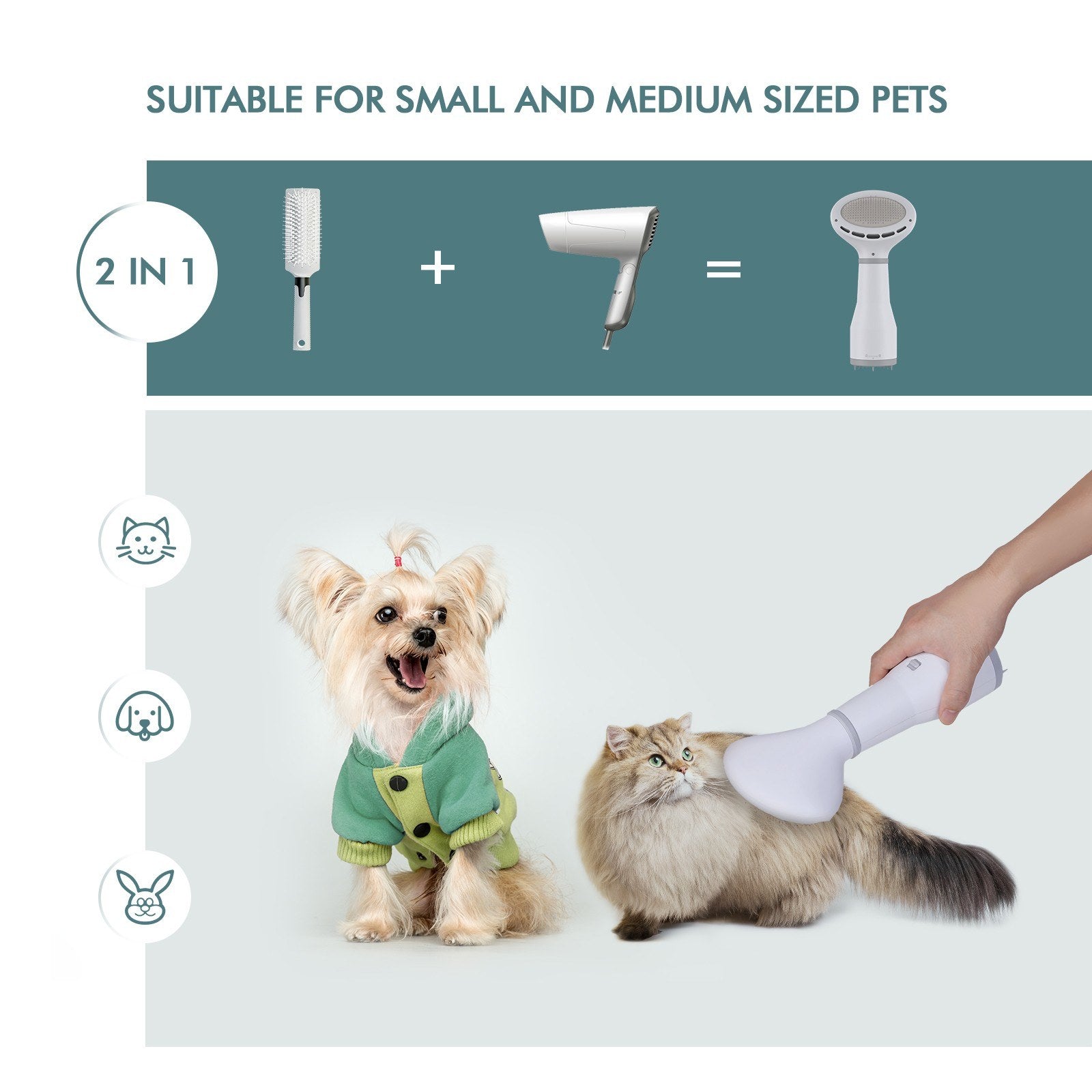 “Dadypet 2-in-1 pet hair dryer and slicker grooming brush for dogs and cats”