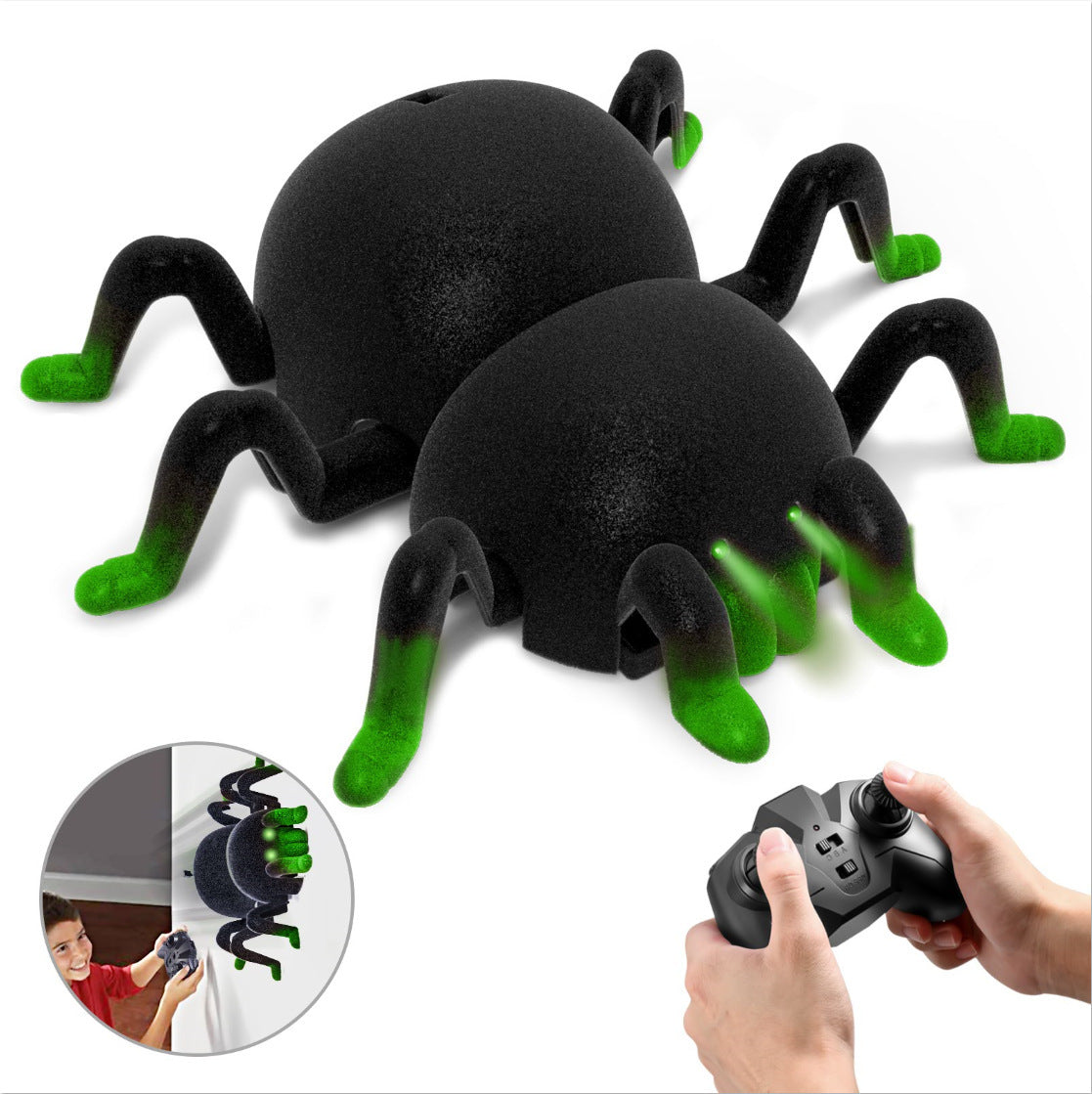 Electric spider wall-climbing toy performing stunt on smooth surface.
Realistic spider toy car designed for kids indoor play.
Wall-climbing spider stunt toy with electric movement.
Kids spider toy car with climbing and spinning features.