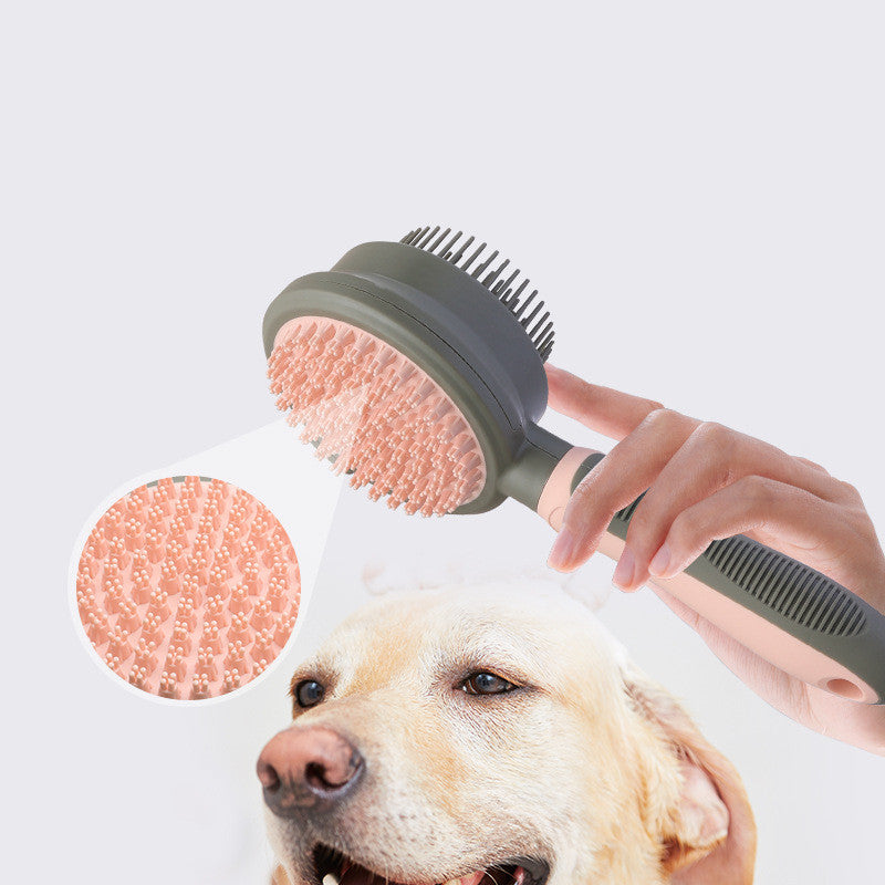 “Self-cleaning pet hair removal slicker brush – double-sided grooming tool for dogs and cats”