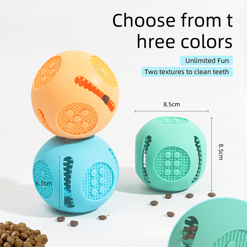Interactive silicone food dispensing ball toy for dogs and cats