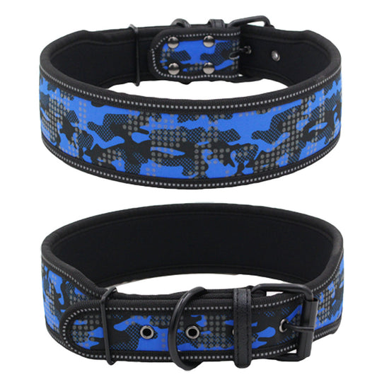 "Reflective camouflage adjustable dog collar for safe night walking"
"Durable padded dog collar with reflective stitching in camouflage design"
"Comfortable nylon camouflage dog collar for small, medium, and large dogs"