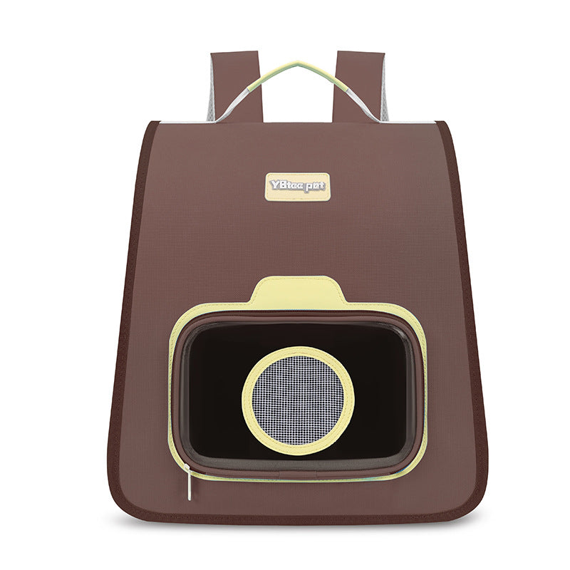 “Portable pet backpack carrier with breathable front mesh window for cats and small dogs”