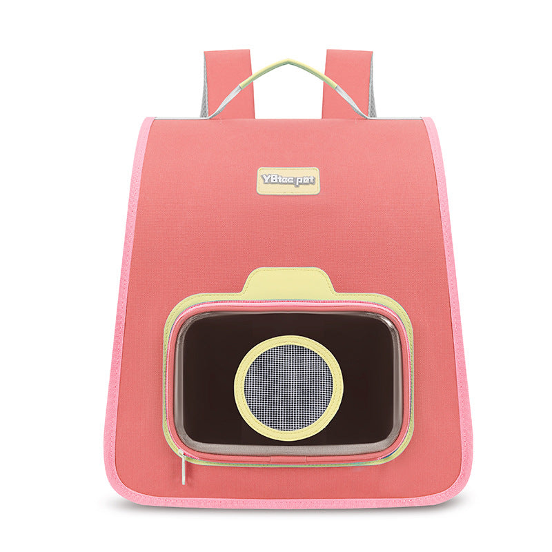 “Portable pet backpack carrier with breathable front mesh window for cats and small dogs”
