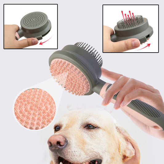 “Self-cleaning pet hair removal slicker brush – double-sided grooming tool for dogs and cats”