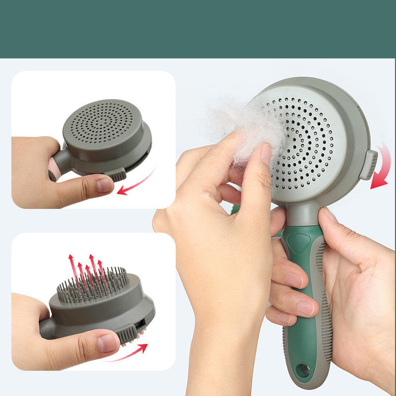 “Self-cleaning pet hair removal slicker brush – double-sided grooming tool for dogs and cats”